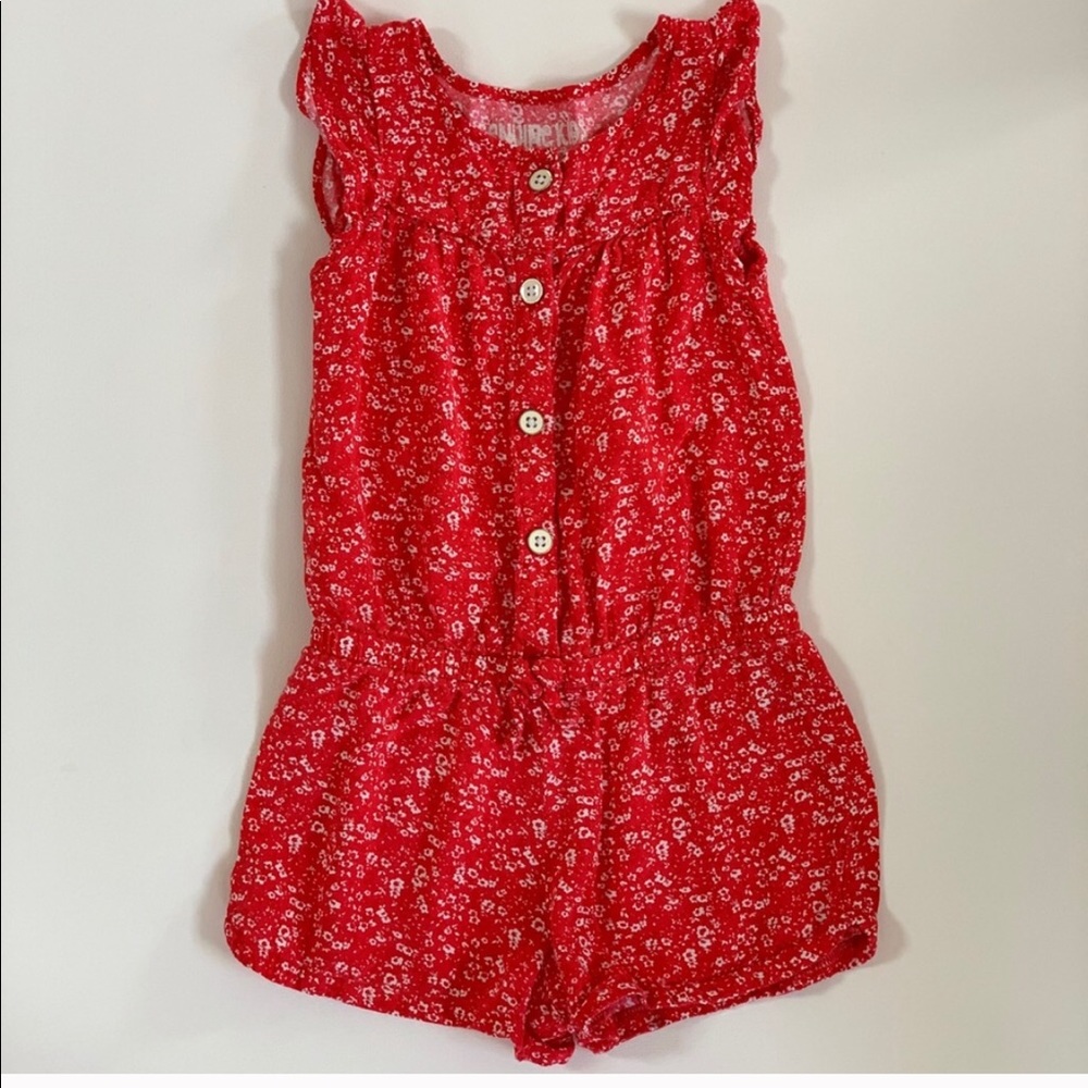 Genuine Kids (OshKosh) red floral romper 3T